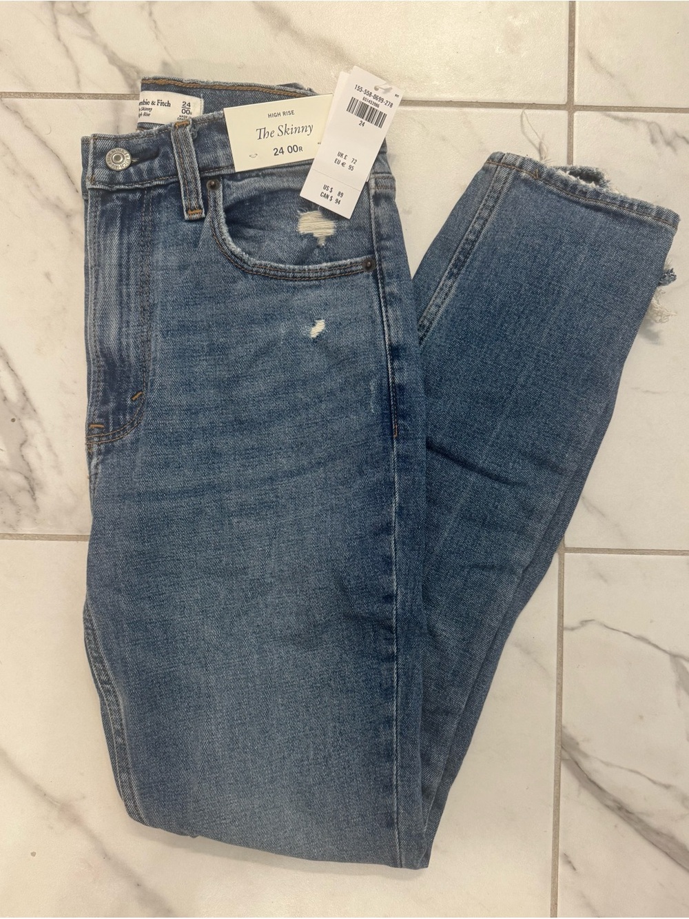 NWT Abercrombie & Fitch Modern Skinny High Rise Jeans Size 24